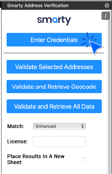 Step 8 for setting up Smarty's address verification Excel plugin